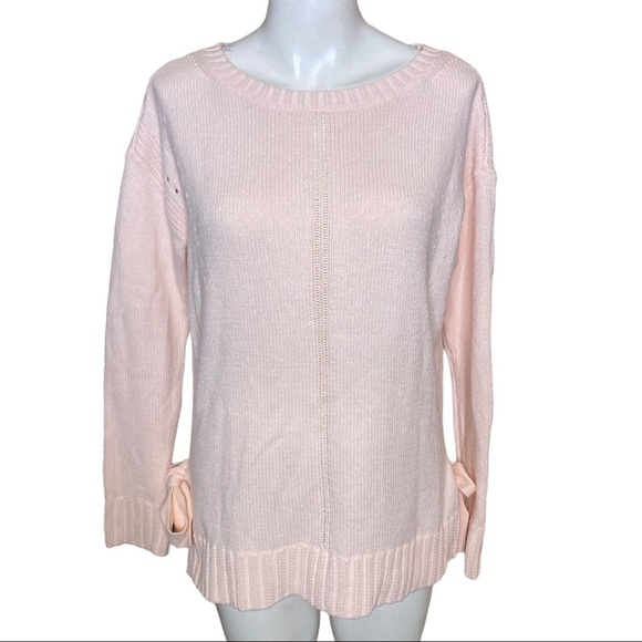 AnnTaylor Pink Knotted Sweater with Side Bow Knots XS fits like a M - Picture 1 of 9